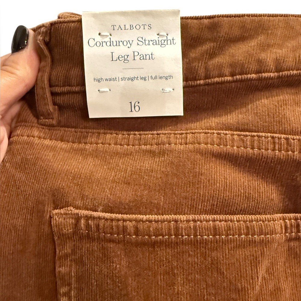 Talbots Women’s Tan Corduroy Straight Legged Casual Pants size 16 New with Tags - Picture 2 of 10